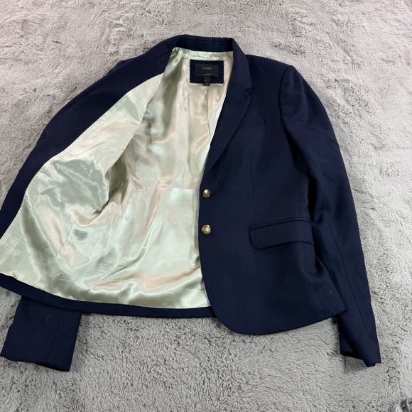 J. Crew Schoolboy Navy Wool Blazer Gold Button School Career Academia Women 8T - Picture 7 of 14